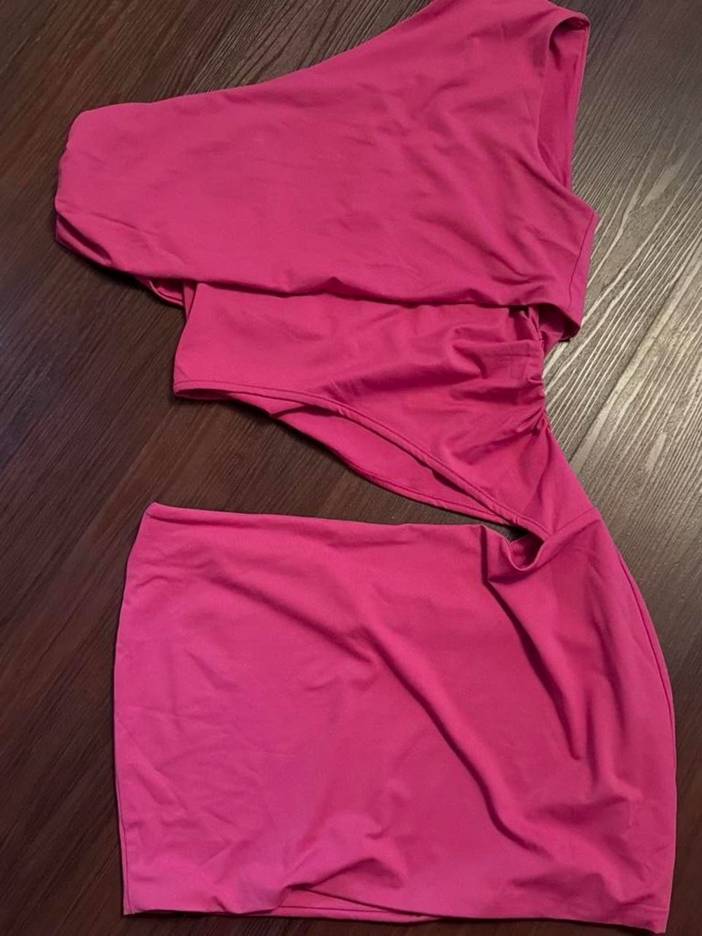 Peppermayo Hot Pink One-Shoulder Mini Dress - Picture 1 of 3